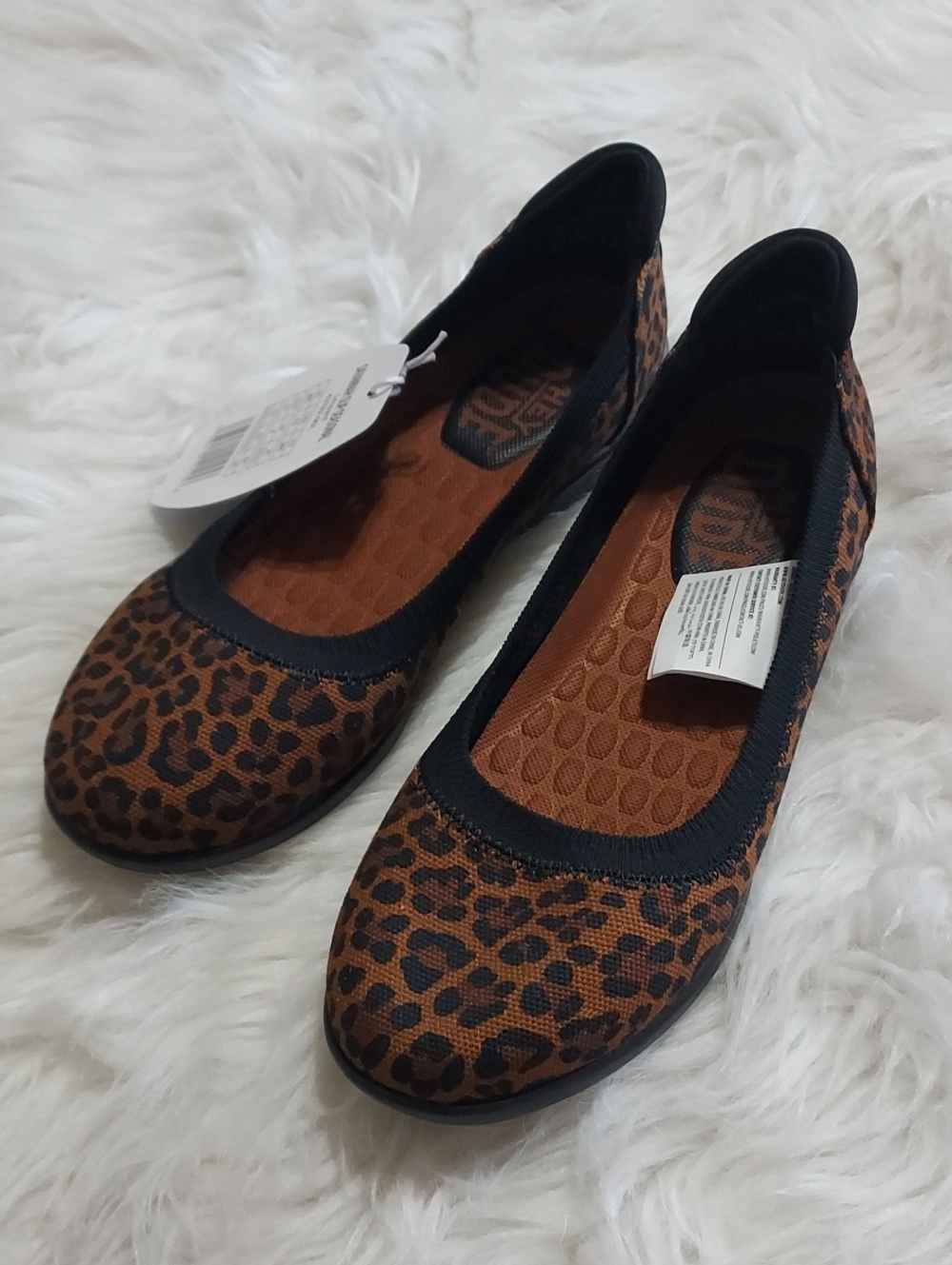 Hey Dude Savannah Leopard Print Ballet Flats - Brown and Black Sz-6